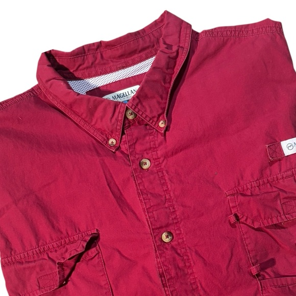Men’s 3xl Magellan Burgundy Red Fishing  Short Sleeve Shirt Vented Outdoors - Picture 1 of 10